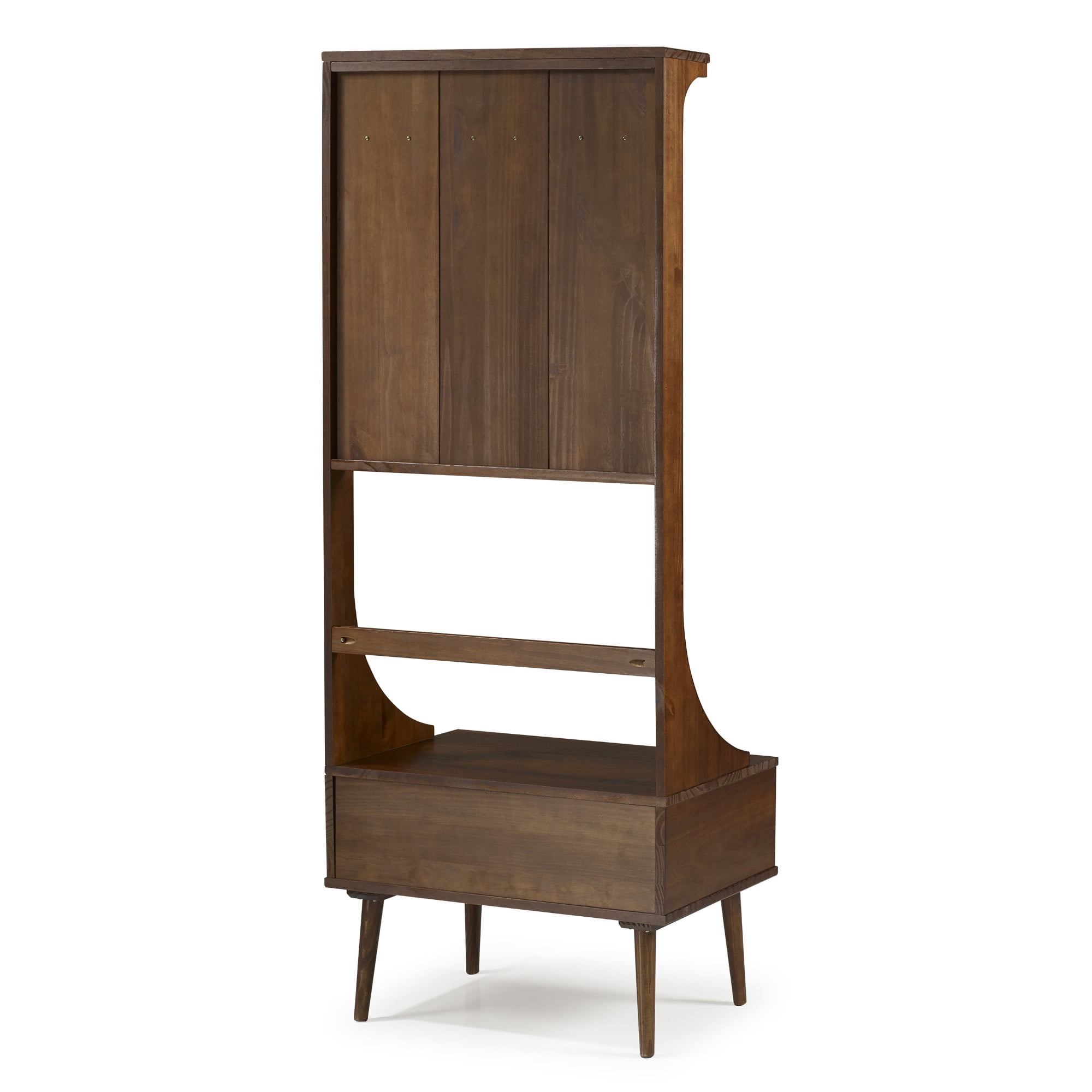 Manor Park Mid Century Modern Solid Wood Hall Tree, Walnut