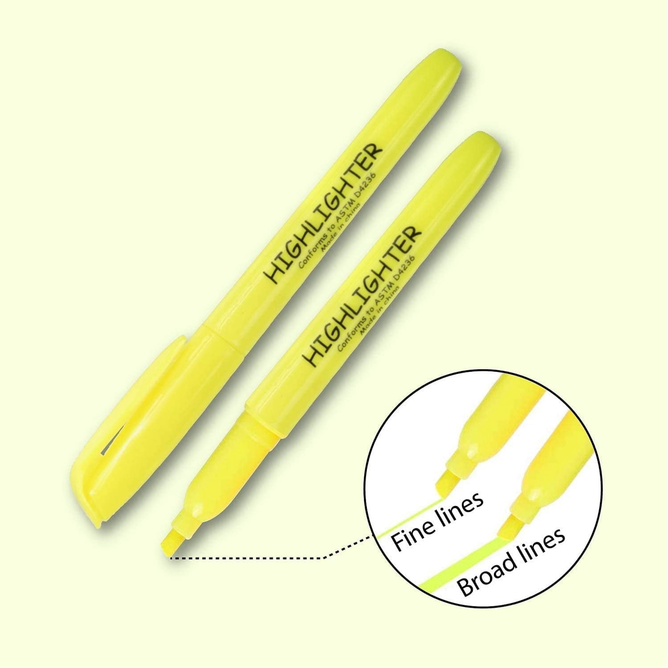 100 Pack of Bulk Wholesale Highlighters Containing 3 Highlighters Per Pack for Studying, Notetaking, Students, Teachers and Classrooms in Yellow, Orange & Green - 300 Count of Highlighters