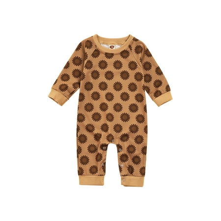 

Jkerther Infant Newborn Baby Boys Girls Floral Romper Long Sleeve Round Neck Crotch Button Bodysuit