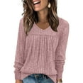 thumbnail image 2 of Enjoytime Womens Winter Tops Dressy Casual Solid Color Long Sleeve Knit Blouses Crew Neck Fall Winter Dressy Shirts 2025, 2 of 7