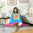 thumbnail image 4 of Wearable Blanket,Colorful Tie Dye Pattern Hooded Wearable Flannel Blanket for Adults & Teens,Winter Poncho Shawl Wrap Cape Cozy Anti-Pill,60"x80", 4 of 5