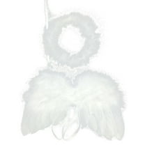 JUNTEX 2Pcs Baby White Angel Wing Headband Newborn Photography Props Angel Feather Wing