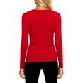 thumbnail image 3 of Domuza Under Scrubs for Women Top Long Sleeve Crew Neck Solid Color T-Shirts Fall Winter Warm Soft Comfort Slim Fit Base Layer Pullover Red XL, 3 of 5