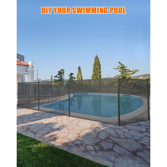 Kojooin Clôture de Sécurité pour Piscine, Clôture de Piscine Creusée 4 x 48 Pi avec Maille en PVC et Pieds en Acier Inoxydable pour Installation Bricolage