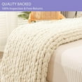 thumbnail image 6 of ZXNYH Chunky Knit Blanket Throw 51"x63", 100% Hand Knitted Chenille Throw Blanket, Big Soft Thick Yarn Cable Knit Blanket, Large Rope Knot Crochet Throw Blankets for Couch Bed Sofa (Beige), 6 of 7