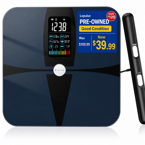 Open Box Checkme Lepulse 8-Electrode Smart Body Composition Scale, Dual-Frequency BMI & Fat Analyzer, Black