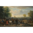 thumbnail image 2 of John Wootton 24x17 Gold Ornate Framed and Double Matted Museum Art Print Titled - A Hunting Party; Possibly Depicting Charles Spencer, 3rd Duke of Marlborough (1706-1758) and His Wife Elizab, 2 of 4