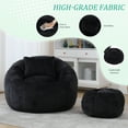 thumbnail image 3 of Bean Bag Chair with Comfly Ottoman, Modern Chenille Fabric Single Sofa Chair with Pumpkin Backrest and Anti-Slip Bottom, 27.5 Deep Seat, Reading Chair for Living Room Bedroom Apartment Dorm, Black, 3 of 8