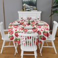 thumbnail image 2 of Red Strawberry Plants Fruit Heart Round Tablecloth 60"x60",Wrinkle Wipeable Table Cloth for Kitchen Dining Room Picnic Patio Party, 2 of 6