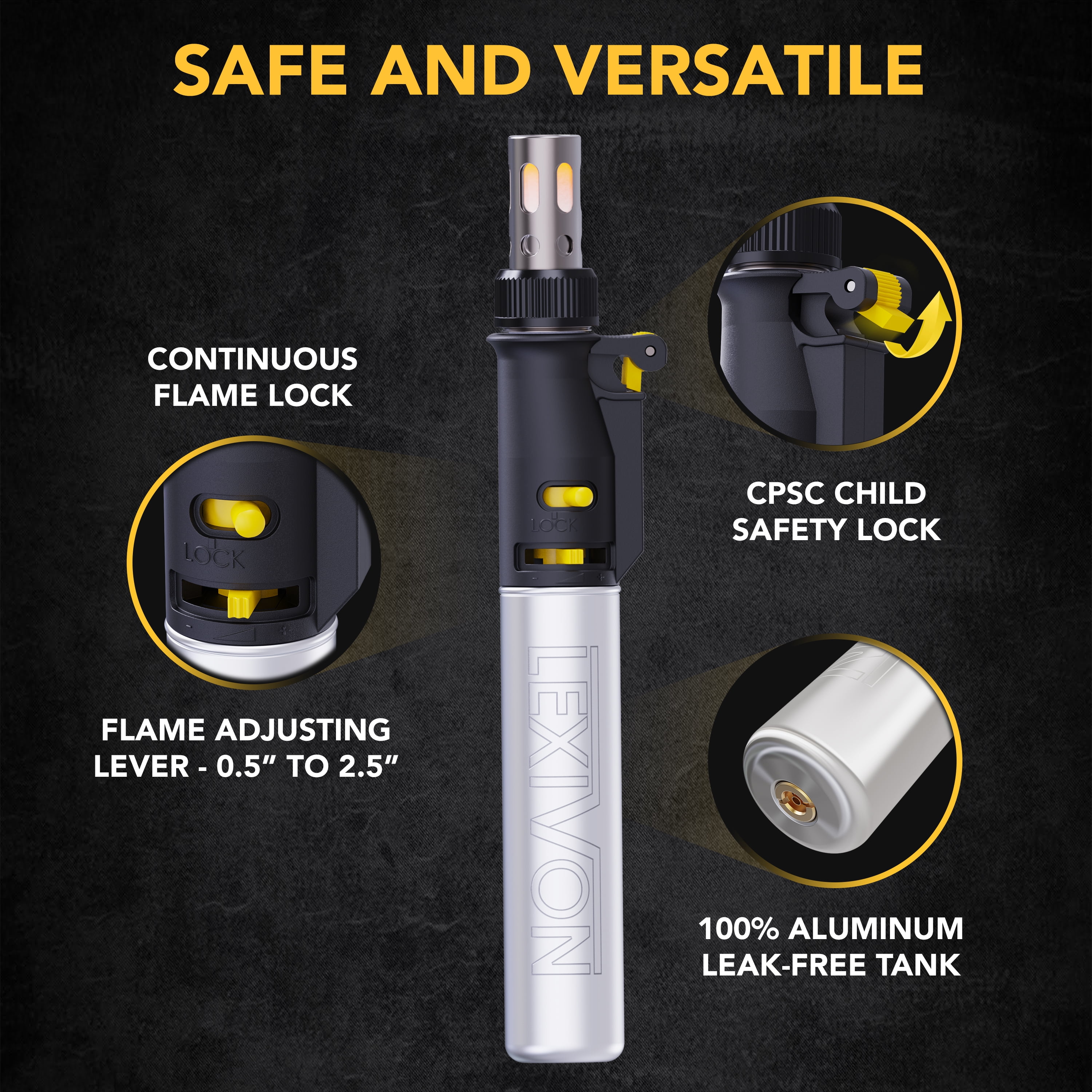 LEXIVON Cordless Soldering Iron Kit with 7 Tips, Adjustable Flame and Self-Igniting Trigger 125W
