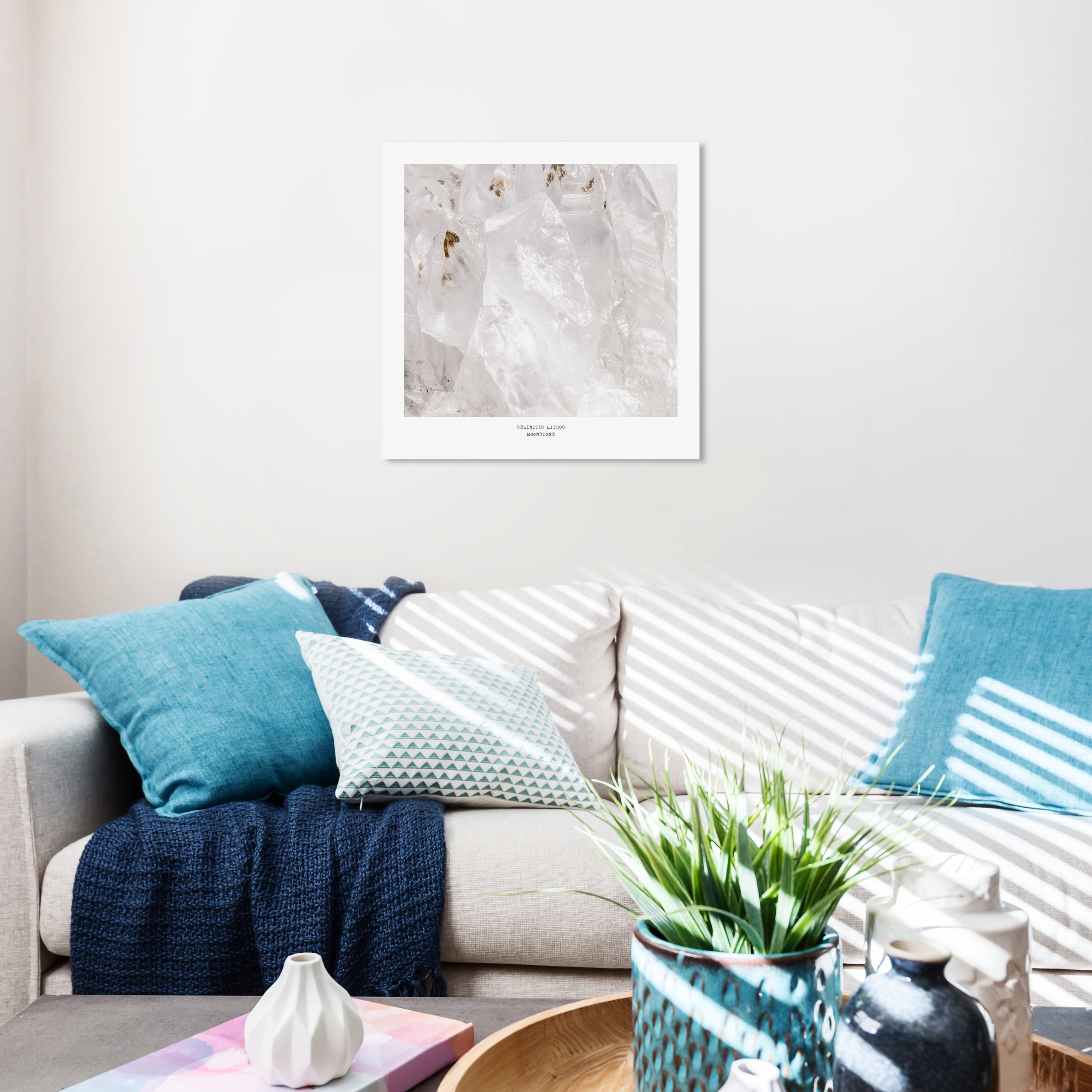 Wynwood Studio Prints Selenite Lithos Abstract Crystals Wall Art Canvas Print White Metallic White 20x20