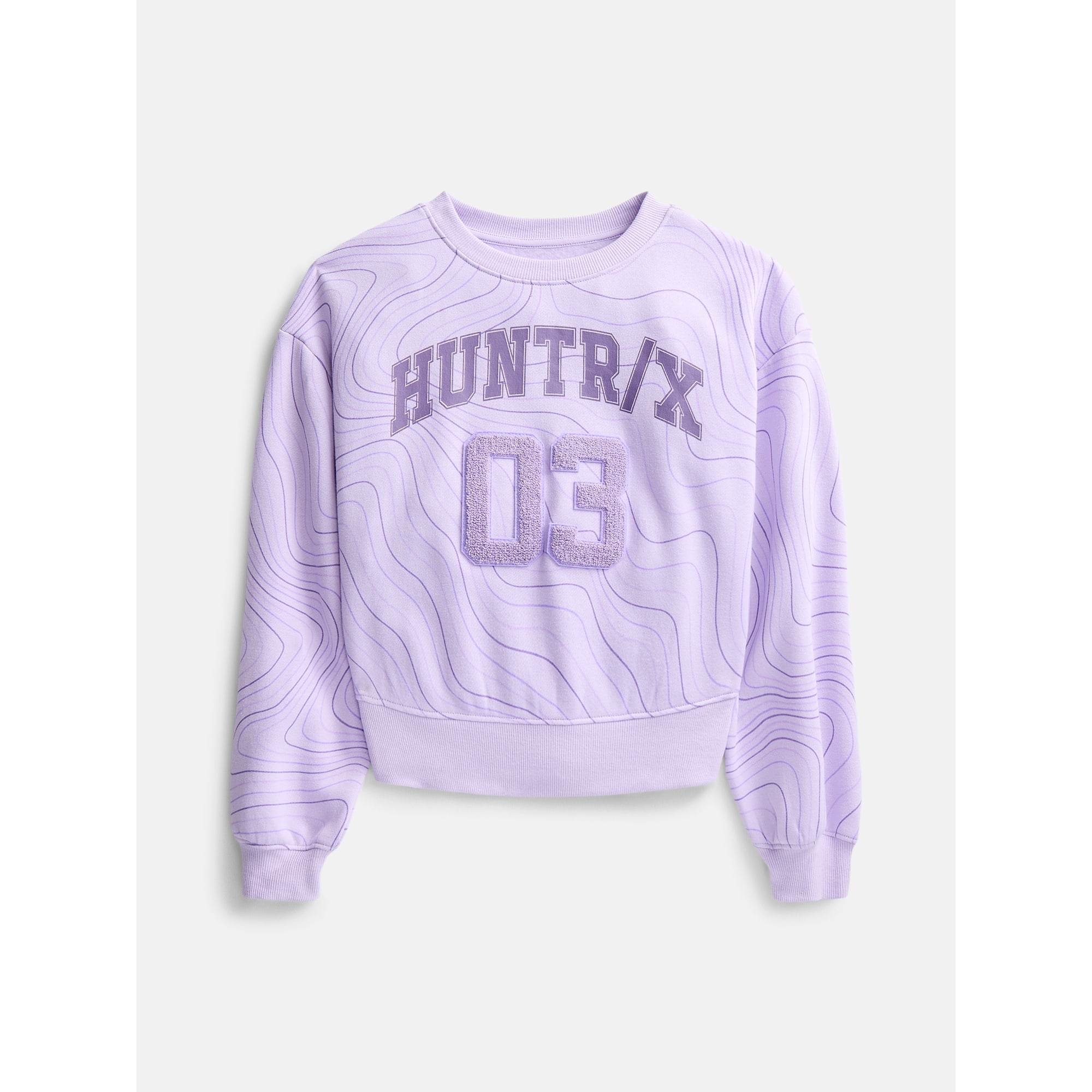 K Pop Demon Hunters Huntrix Girls Graphic Fleece Crewneck Sweatshirt, Sizes 4-16