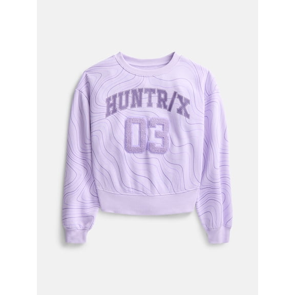 K Pop Demon Hunters Huntrix Girls Graphic Fleece Crewneck Sweatshirt, Sizes 4-16