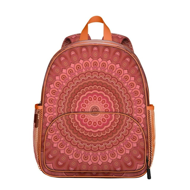 Psychedelic Mandala Students Backpack - Abstract Colorful Pattern with Geometric Fantasy Style, Comfortable Dual Shoulder Support, Water-Repellent Oxford Fabric