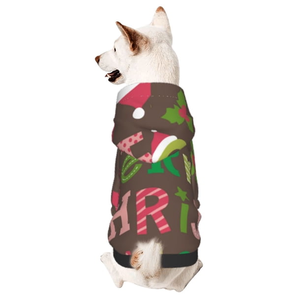 Balery Ho Ho Ho Merry Christmas Sudadera con Capucha para Perros Pequeños – Ropa para Mascotas, Disfraz para Perros y Gatos, Ideal para Fiestas y Cosplay-Large