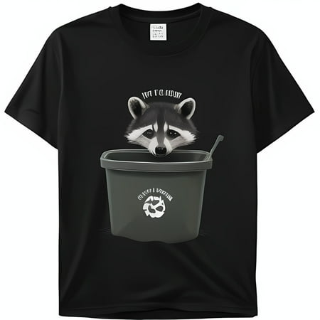 

Playful Design on Black T-Shirt Eco Friendly Recycling Bin Graphic Unique & Stylish T-Shirt for Nature Lovers