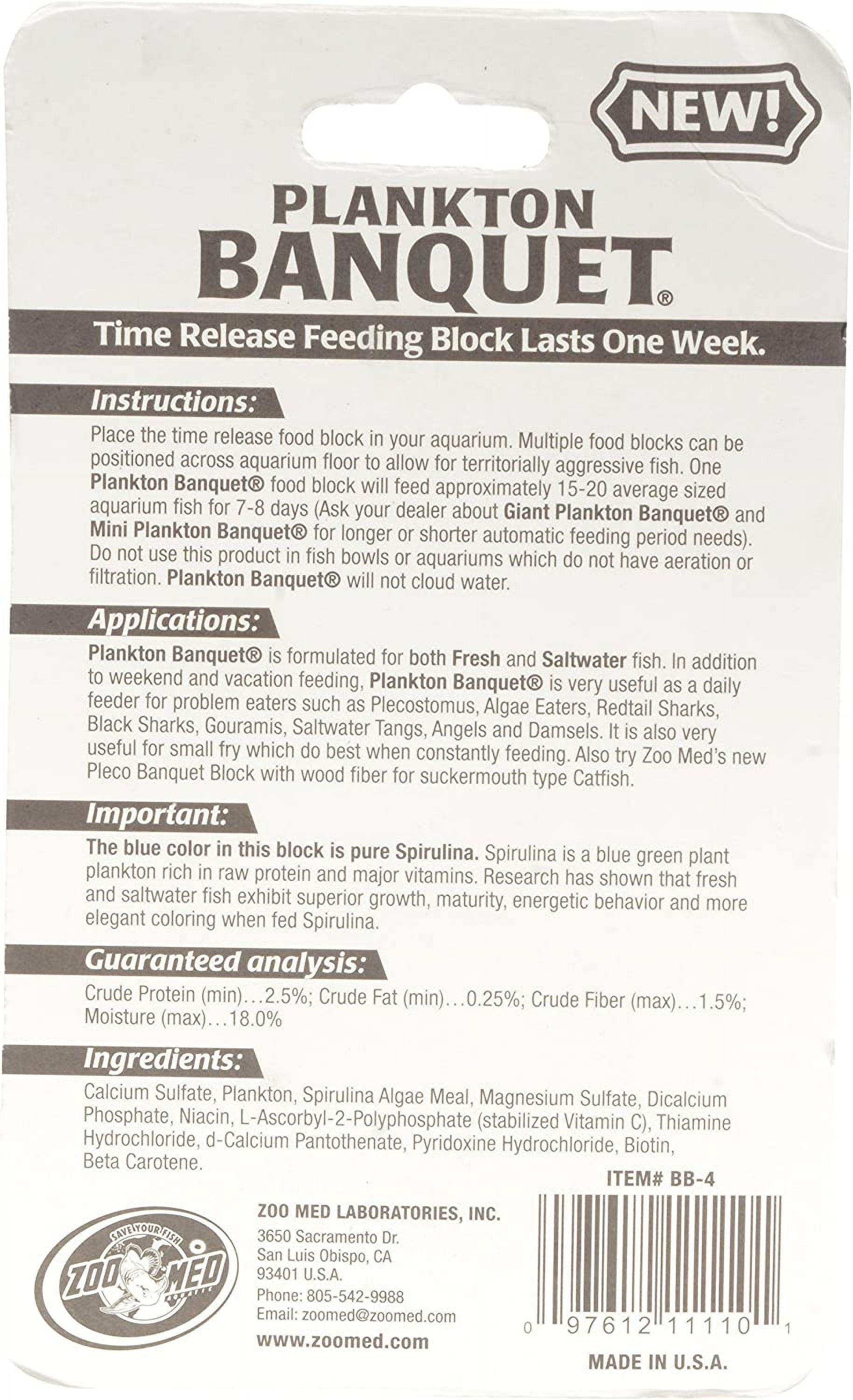 Zoo Med Plankton Banquet Time Release Feeding Block [Food & Treats] 24 count