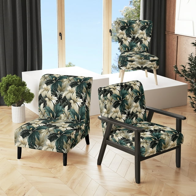 Designart "Tropics In Monochrome Hues V" Chaise d'Appoint Tropicale Verte - Fauteuil Tropical pour Chambre