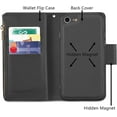 thumbnail image 3 of Case for iPhone 7 Plus iPhone 8 Plus, Glossy PU Leather 9 Card Slots Magnetic Closure Detachable Wrist Strap Zipper Wallet Shockproof Removable Back Cover Case - Black, 3 of 16