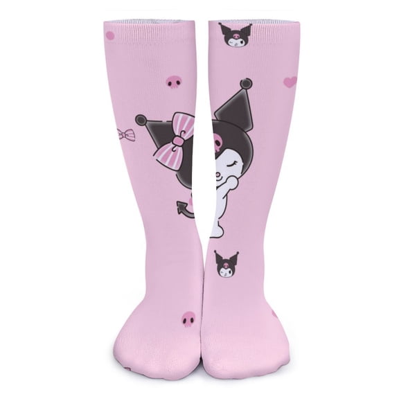 Kuromi Thick Stockings for Men Women Durable Comfort Calf Socks Soft Casual Crew Socks 15.7inches