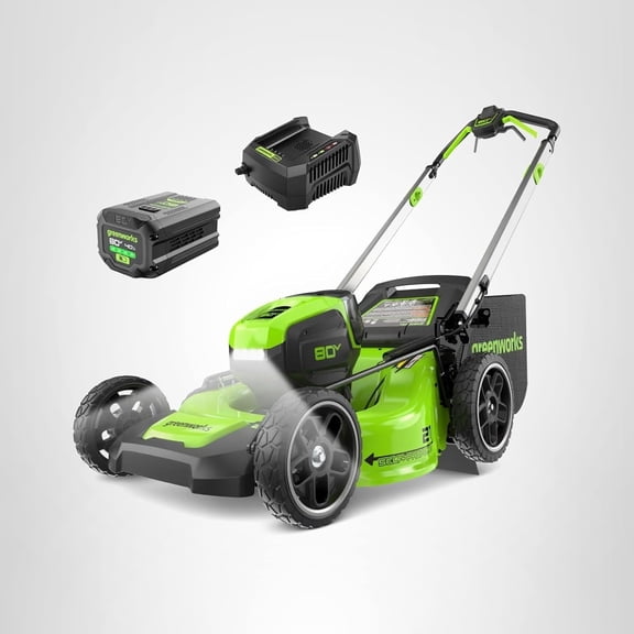 Greenworks 80V 21" Brushless Self-Propelled Mower (Gen 2), 4.0Ah Battery and Rapid Charger Included (75  Compatible Tools)