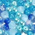 thumbnail image 6 of 100 Pcs 8mm Mixed Blue Series Transparent Glass Round Shape Spacer Beads for Bracelet Making, 6 of 6