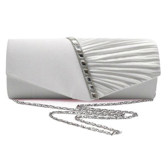 Bolso de noche para mujer, tipo sobre plisado, ideal para bodas y fiestas.