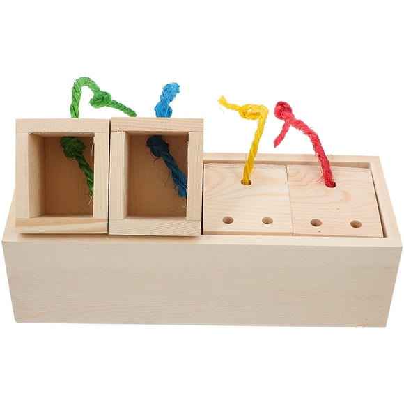 EeaseCA Wood Food Box for Rabbit Small Pets Foraging Food Box Hamster Food Discovering Toy Hamster Toy