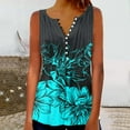 thumbnail image 2 of Wycnly Tank Tops for Women Casual Pleated Lightweight Button Tunic Vest Tops Summer Marbled Print V-Neck Sleeveless Shirts Fashion Blouses Blue m, 2 of 5