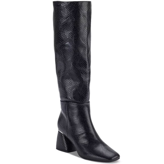DKNY BLACK SMOOTH Women's Cana Block Heel Knee High Dress Boots, US 7