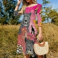 thumbnail image 4 of Pink Cheetah Collage Vibrant Wildcats Flare Dress Square Neck Dress Elegant Female Fashion Printed Dress, 4 of 9