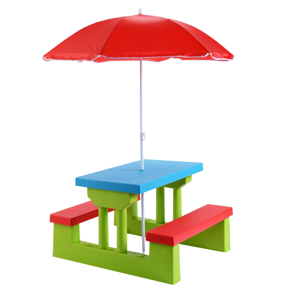 4 Seat Kids Picnic Table W Umbrella Garden Yard Folding Bench Outdoor
