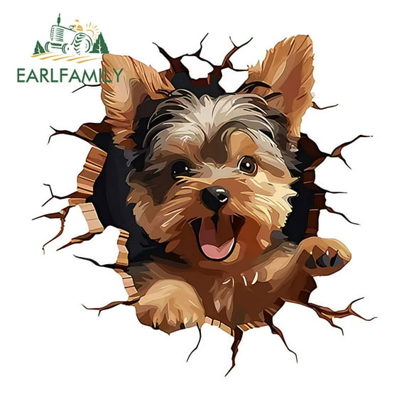 EARLFAMILY 5.1 Inch Cartoon Dog Tear Car Stickers Personality Motorcycle Bumper Suitcase Rear Windshield Decals Occlusion Scratch Waterproof Car Label