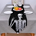 thumbnail image 3 of Cotton Linen Table Runners Halloween Day of The Dead Skull Skeleton with Rose Kitchen Dining Burlap Table Decoration for Home Party Decor 18 x 72 Inch, 3 of 8