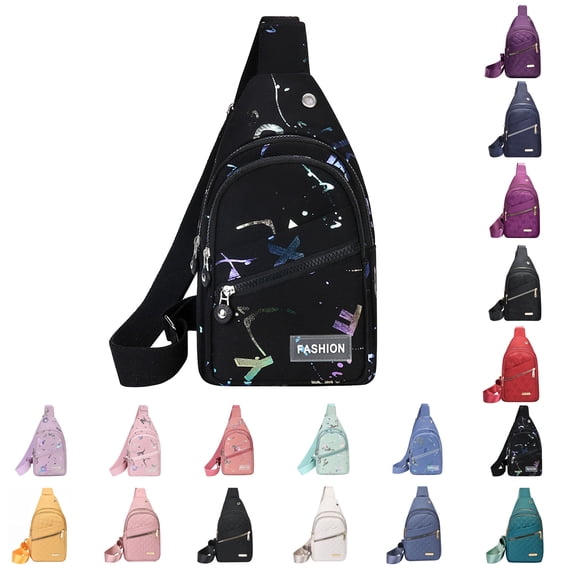 Clearance Under 5! Sling Bag for Women Men Fashionable Embroidery Diamond Shoulder Crossbody Bag Large Capacity Watertight Backpack With Data Hole Travel Hiking Backpack