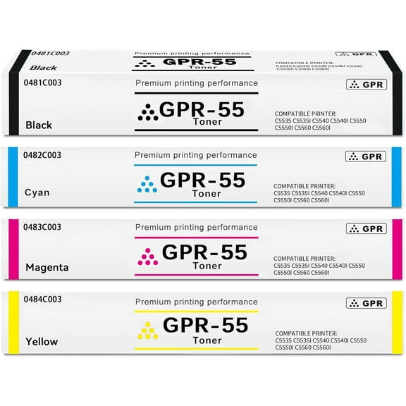 GPR-55 GPR55 GPR55XL High Yield Toner Cartridge Compatible Canon for ImageRunner Advance C5535 C5535i C5540 C5540i C5550 C5550i C5560 C5560i Printer.(4-Pack)