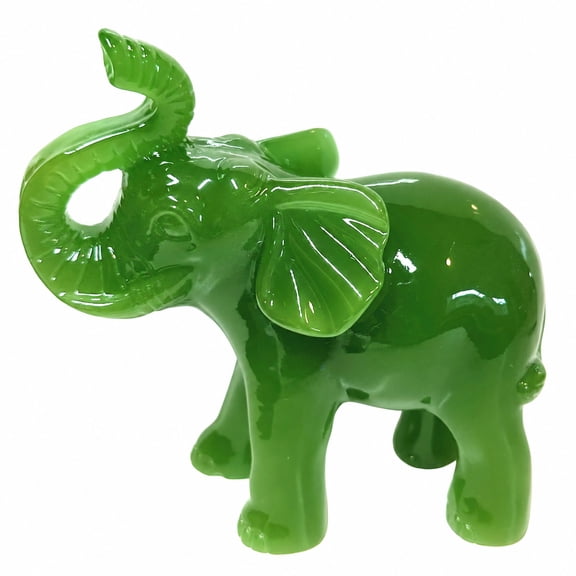 Jade Green Feng Shui Wealth Lucky Elephant Statue Home Office Decor Gift