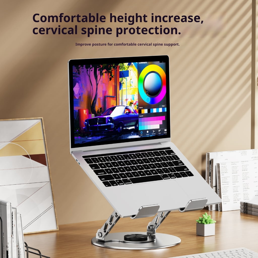 Foldable Laptop Stand With 360 Rotating Base And Two Axises For Optimal Cooling Desktop Suspension Design Car