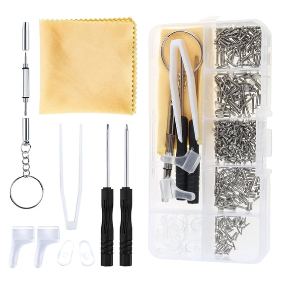 Eyeglass Repair Tool with Screws,Silicone Nose Pad,Tweezer Eyeglass Repair Tool Glasses Tightening Kits Easy to Use