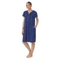 thumbnail image 4 of Aria Women's Brushed Sweater Knit Short Sleeve Split Neck Waltz Nightgown, Sizes up to 5X, 4 of 6
