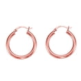 thumbnail image 1 of 14k Rose Gold Polished Round Tube Hoop Earrings, Diameter 25mm, 1 of 1