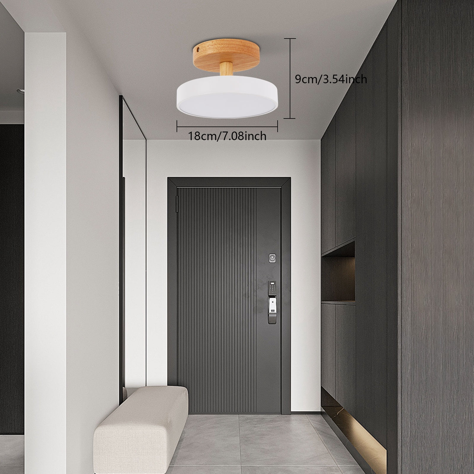 3-Light Color Ceiling Light with Enclosed Acrylic Shade – 3-5m² Lighting Area, Easy Ceiling Mount, White Finish – for Hallways & Cafes