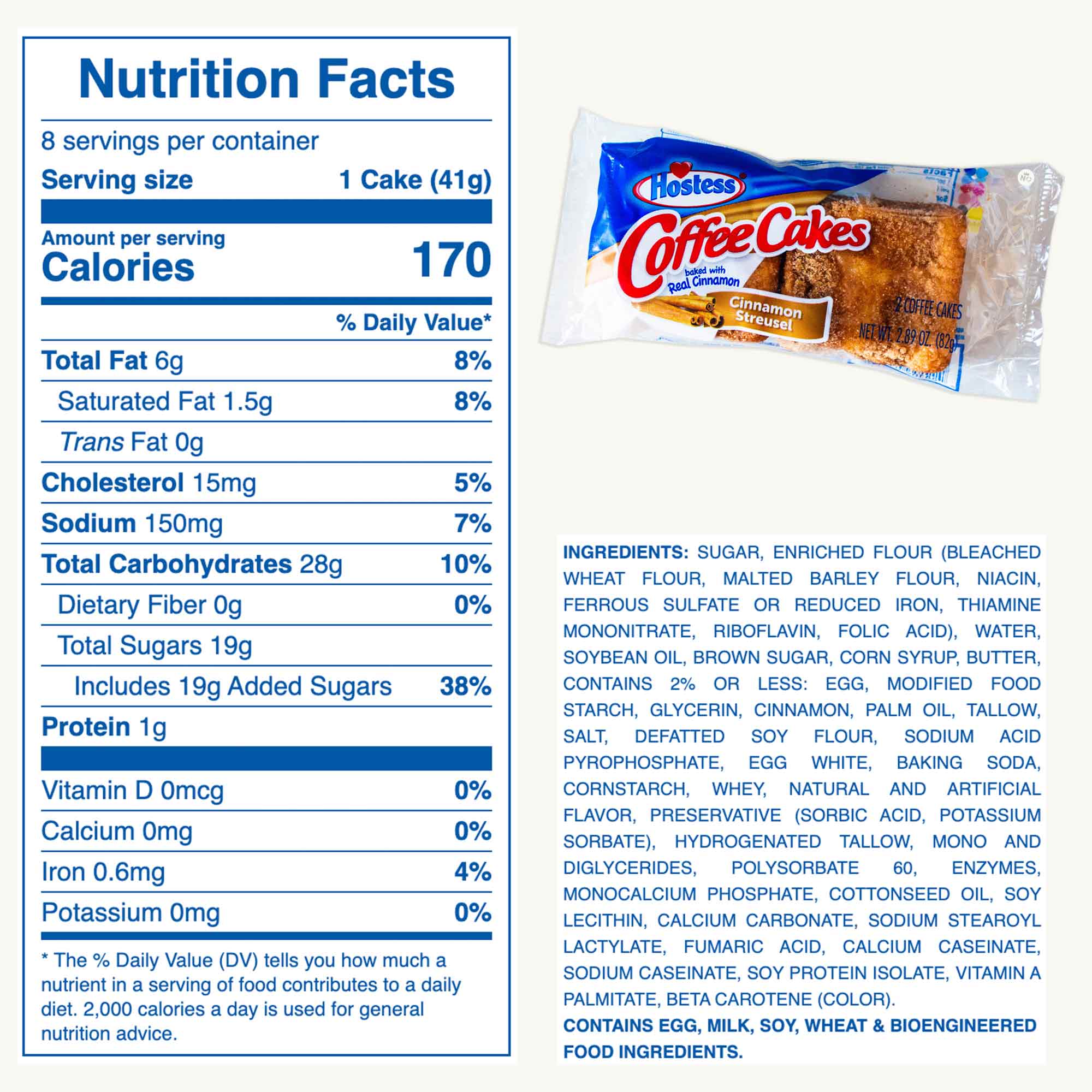 Hostess Cinnamon Coffee Cakes (4, 2ct pks) - Soft Oatmeal Cookies (1, 9.5oz) - Gourmet Snack Bundle - 5 Items
