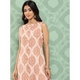 thumbnail image 5 of Janasya Indian Women's Light Peach Crepe Digital Printed Kurta with Pant, 5 of 7