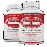 Acnetame 2 Pack 120 Pills- Vitamin Supplements for Acne Treatment- Hormonal Acne Pills to Clear Oily Skin for Women, Men, Teens, and Adults