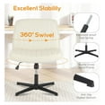 thumbnail image 6 of Criss Cross Chair Legged Office Wide Comfy Desk Seat, No Wheels Armless Computer Task Seating, Swivel Vanity Home Height Adjustable, 6 of 8