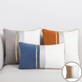 thumbnail image 3 of de almohada decorativas de material cuero chino a rayas de funda de cojín moderna funda de cojín para silla de decoración para hogar del marrón claro BLESIY Funda de almohada, 3 of 8