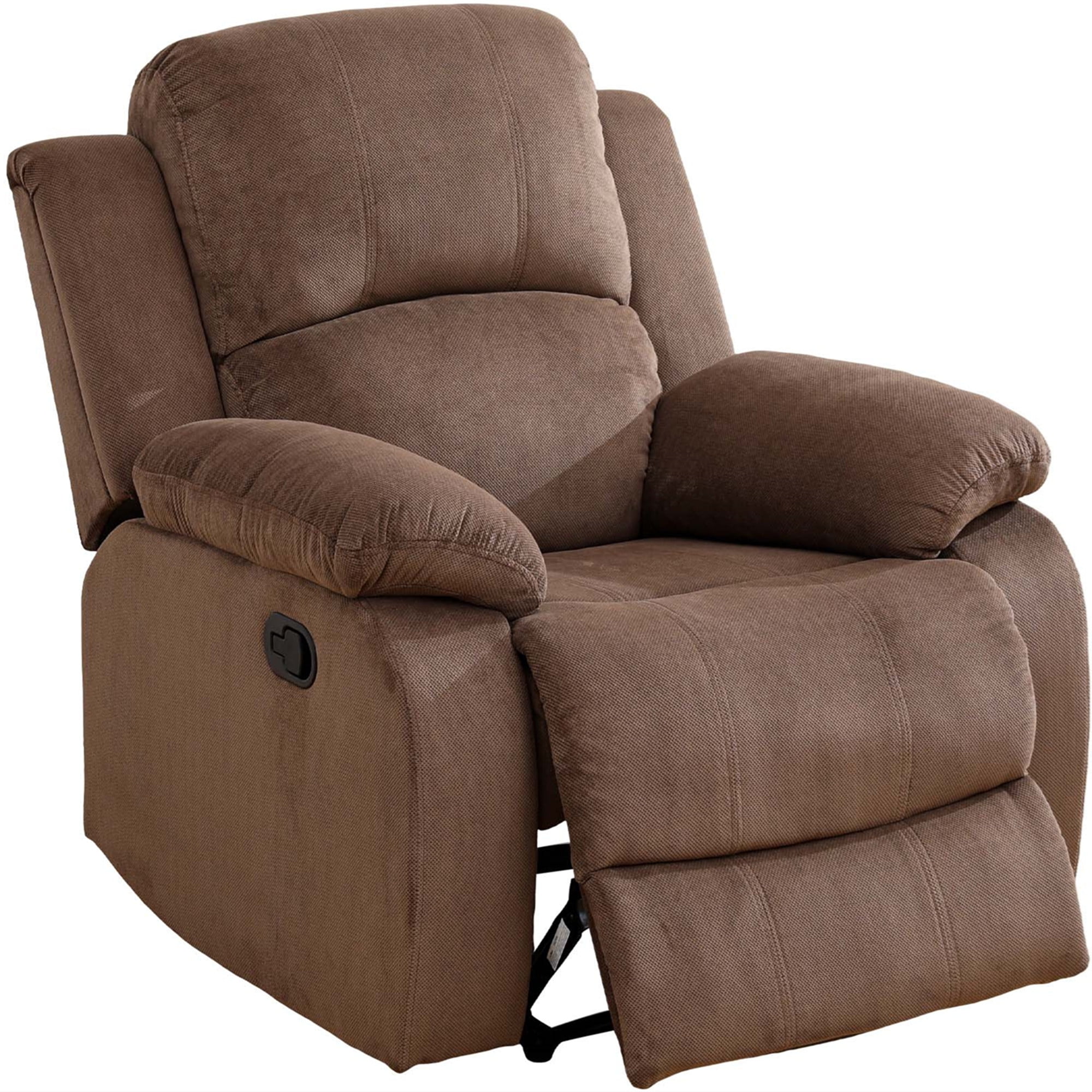 Aukfa Recliner Chair Overstuffed Armchair Single Sofa w/ Lumbar Support for Living Room, Brown