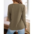 thumbnail image 5 of Remera PRETTYGARDEN Mujer Cuello en V Manga Larga Tejido Waffle Verde Militar Talle S, 5 of 5