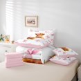 thumbnail image 6 of Manfei Brown Highland Cow 7pcs Queen Bedding,Fashion Bowtie Bedding Comforter Set Queen,Pink Reversible, 6 of 7